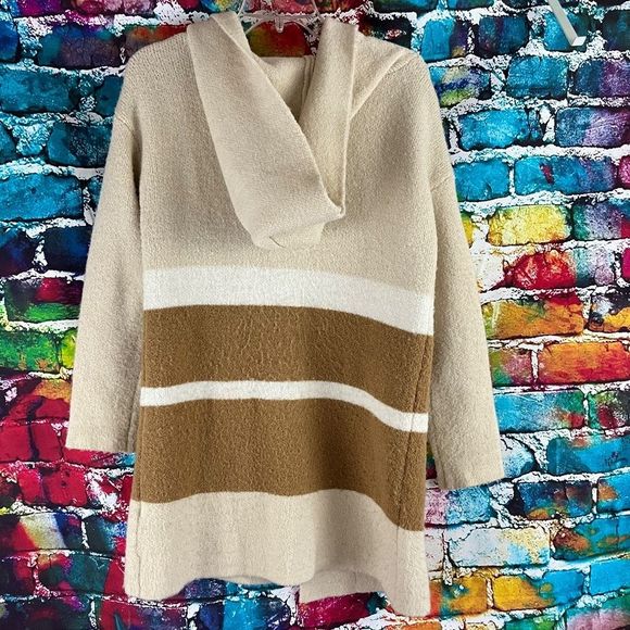 Lulus Carlsbad Tan and Beige Hooded Cardigan Sweater S/M - Picture 4 of 9